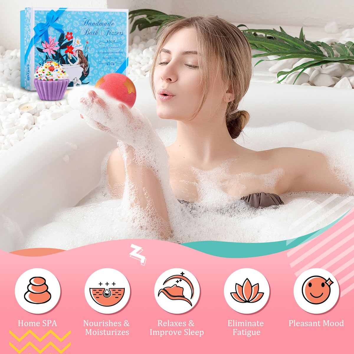 STNTUS INNOVATIONS bath bomb with pink heart design