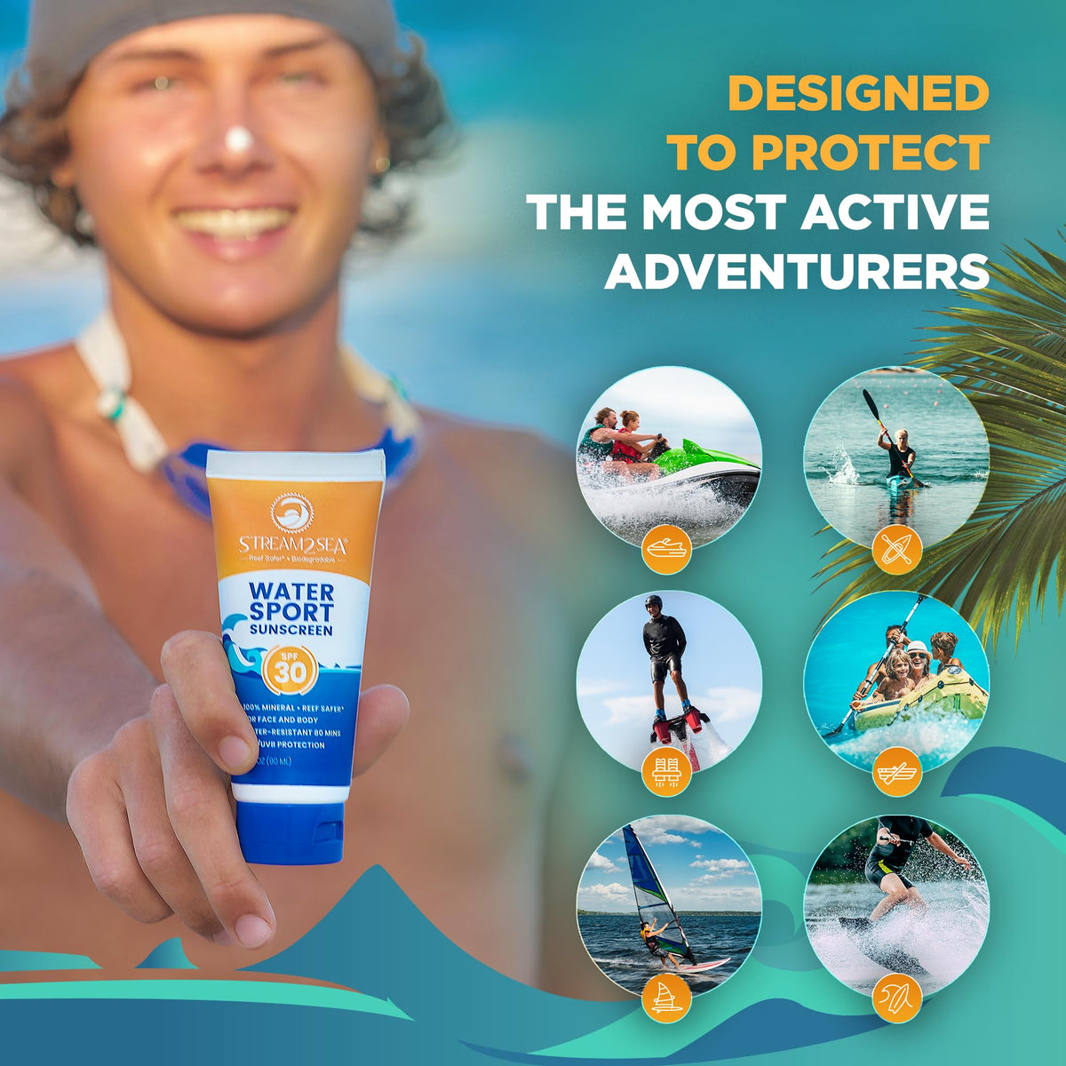 STREAM 2 SEA SPF 30 Biodegradable Mineral Sunscreen 3 fl oz side view