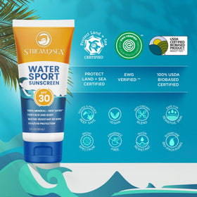 STREAM 2 SEA SPF 30 Biodegradable Mineral Sunscreen on beach towel