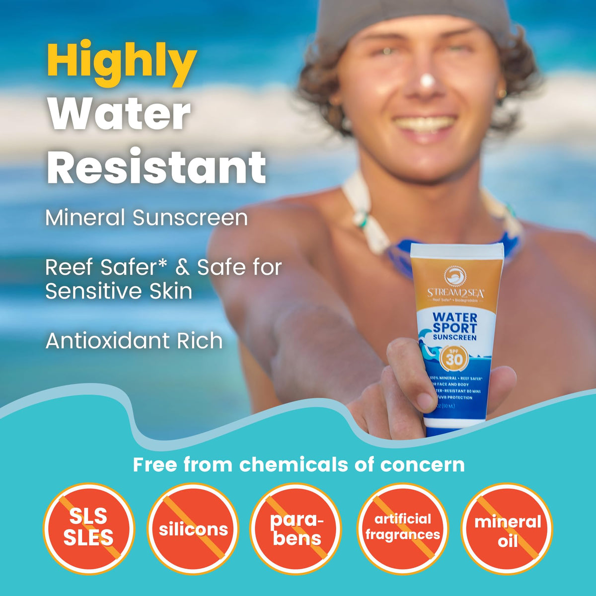 STREAM 2 SEA sunscreen application on skin