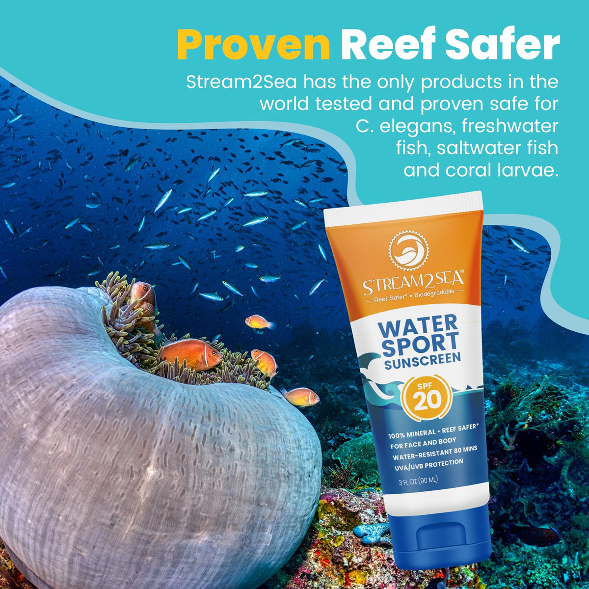 STREAM 2 SEA sunscreen ingredient list on packaging
