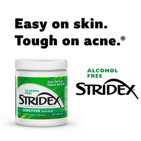 Stridex Sensitive Acne Pad in hand, demonstrating use