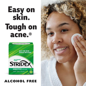Stridex Sensitive Acne Pads beside other skincare products