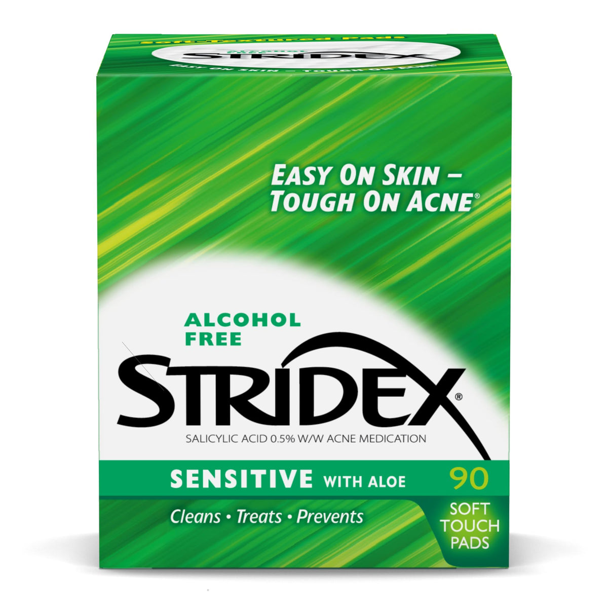Stridex Sensitive Acne Pads front view, 90-count pack of 3