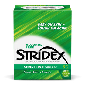 Stridex Sensitive Acne Pads front view, 90-count pack of 3