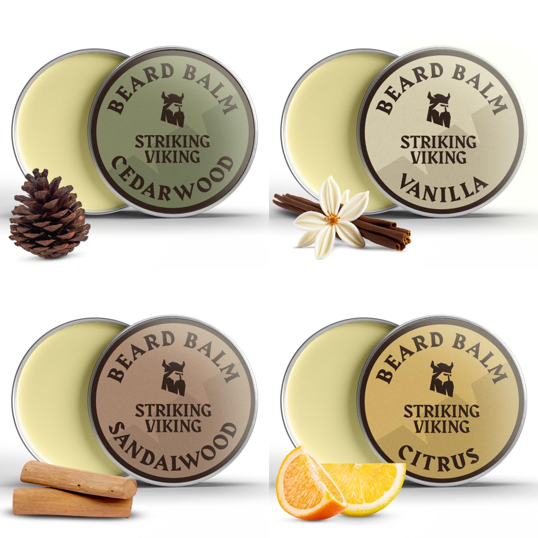 Striking Viking Beard Balm 1 Oz assorted scents pack front view