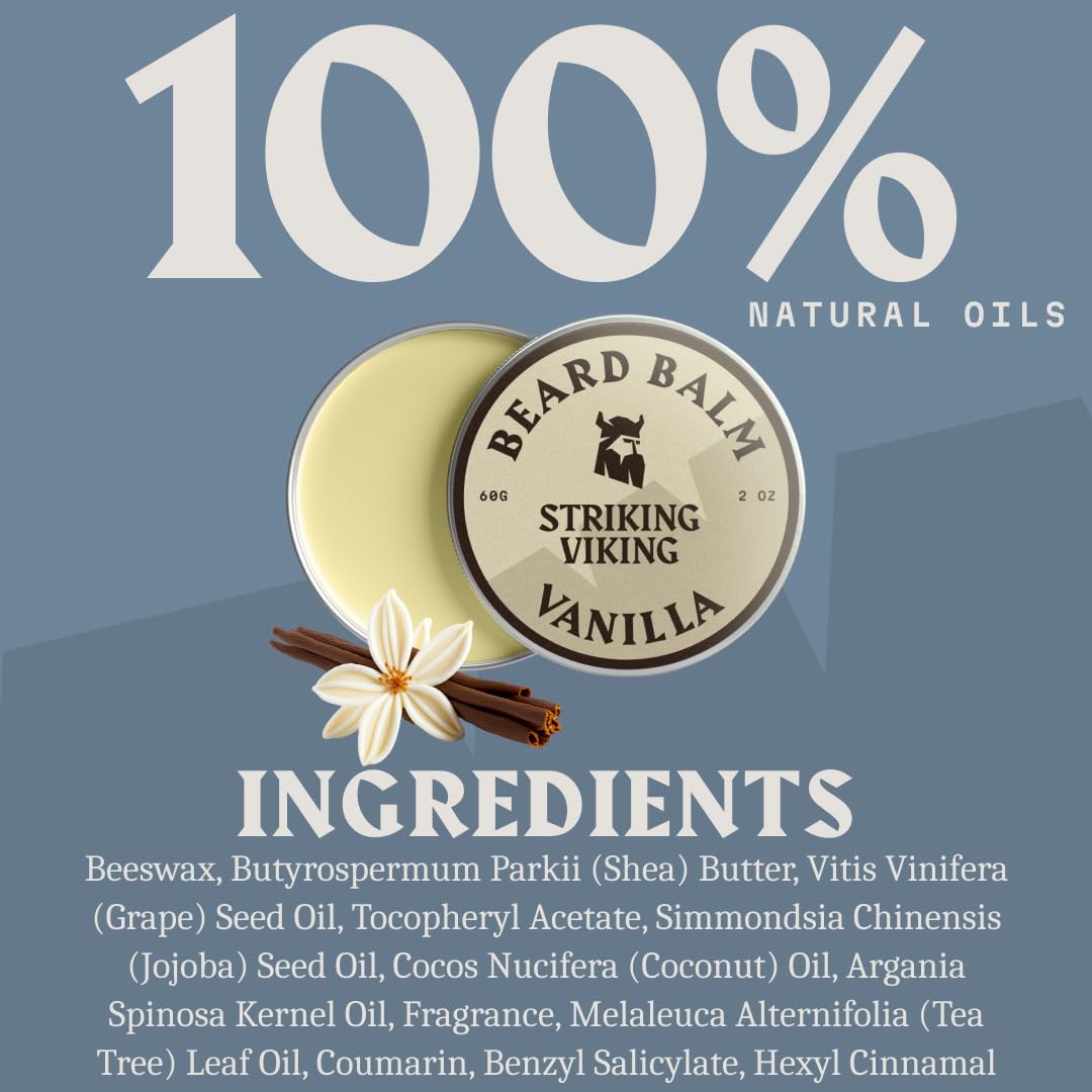 Striking Viking Beard Balm lifestyle shot with man grooming beard