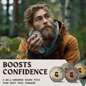 Striking Viking Beard Balm variety pack displayed on wooden surface