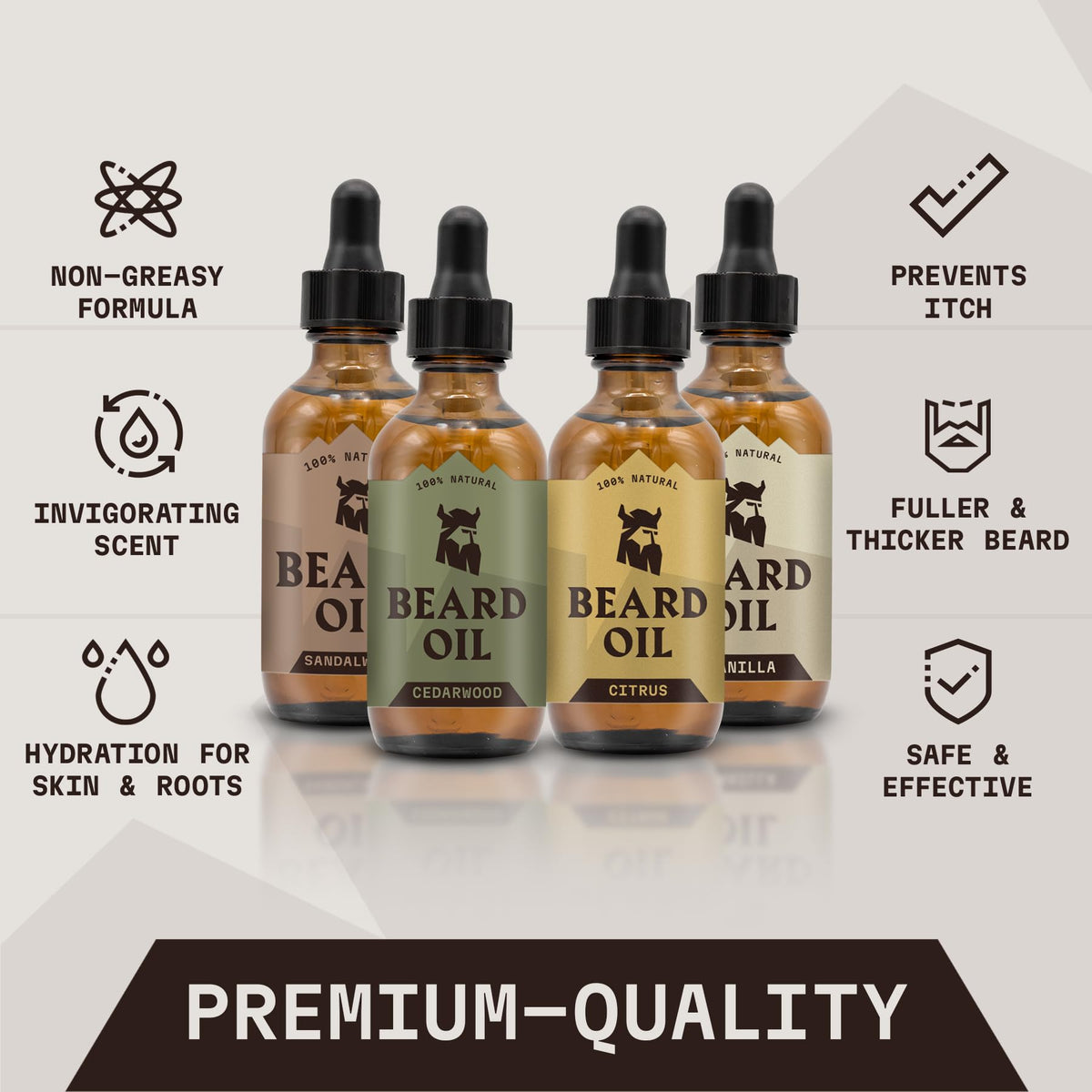 Striking Viking Beard Oil bottle with citrus scent