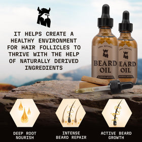 Striking Viking Beard Oil displayed on a wooden surface