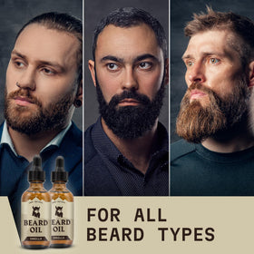 Striking Viking Beard Oil lifestyle scene with grooming tools