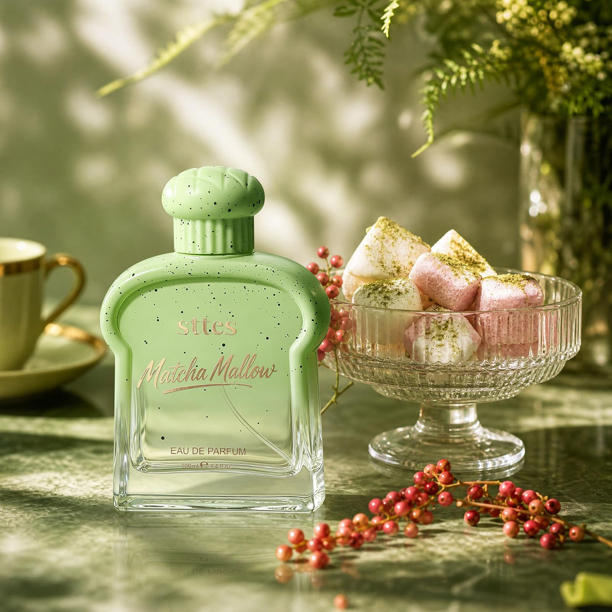 Sttes Matcha Mallow Eau de Parfum 100ml bottle close-up