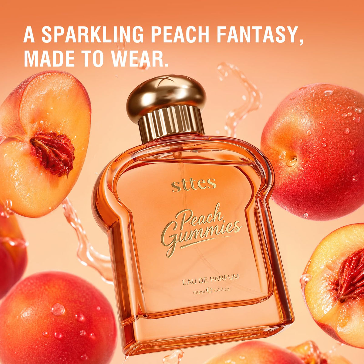 Sttes Peach Gummies Eau de Parfum 100ml back view with ingredient details