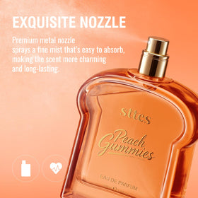 Sttes Peach Gummies Eau de Parfum 100ml displayed on a vanity