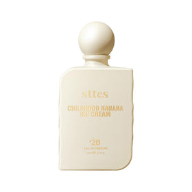 Sttes Perfume #20 Banana Ice Cream Eau de Parfum 100ml with floral background
