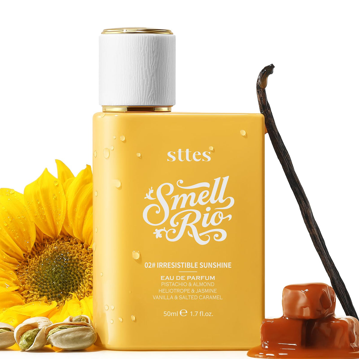 Sttes Smell Rio 50ml Eau de Parfum front view with bright yellow bottle