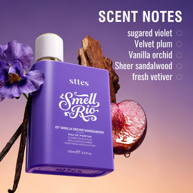 Sttes Smell Rio Eau De Parfum purple bottle with textured white cap