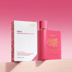Sttes Smell Rio Perfume bottle on a vanity table