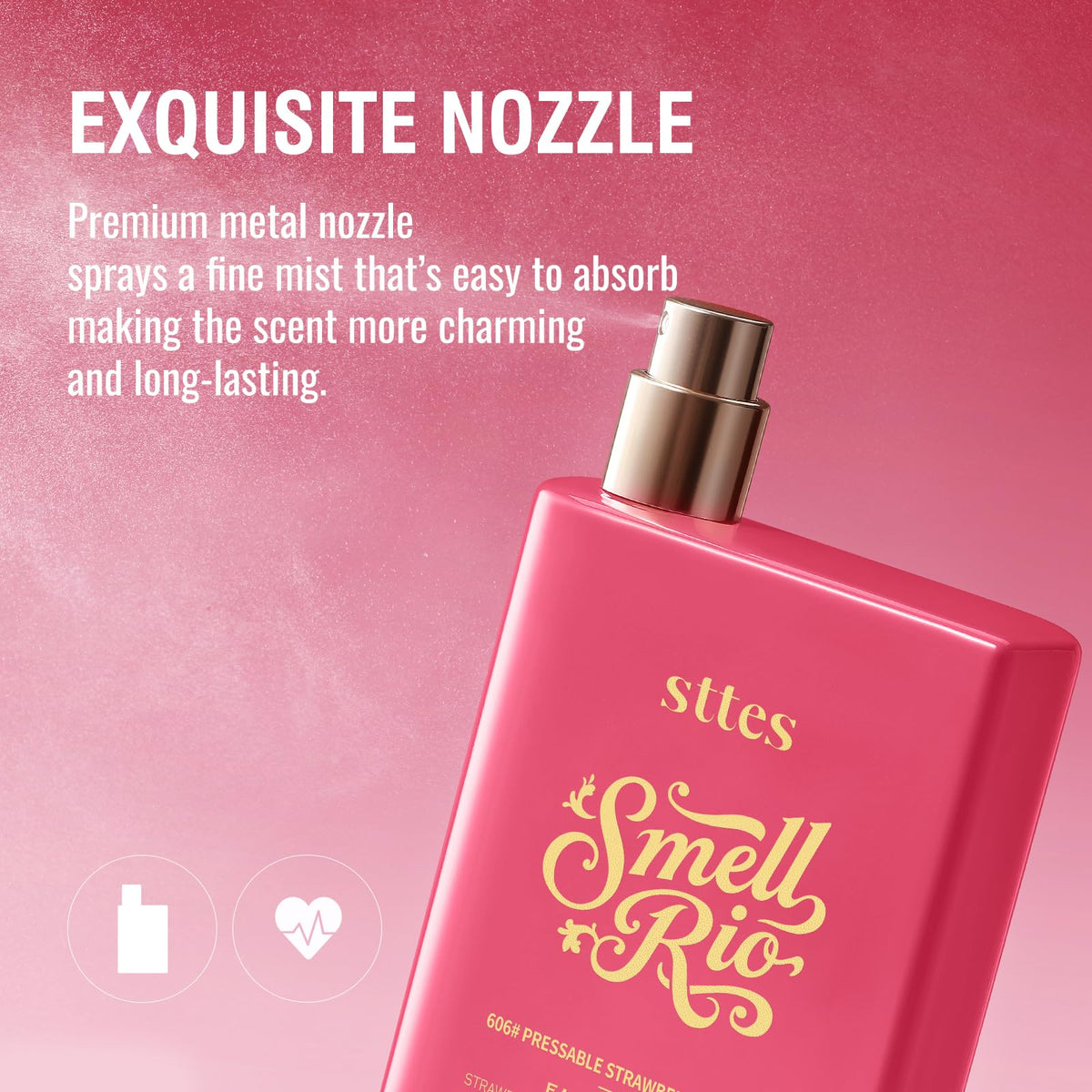 Sttes Smell Rio Perfume displayed with strawberries and marshmallows