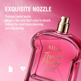 Sttes Tropical Passion Fruit Eau de Parfum on a summer-themed table