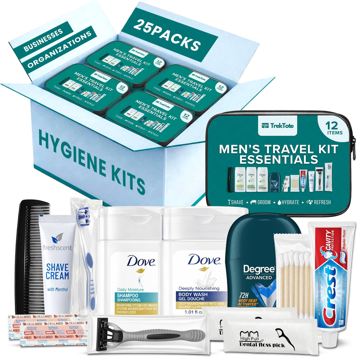 Stuhrling Bottle Men's Bulk Hygiene Kit front view showing toiletries