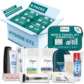 Stuhrling Bottle Men’s Hygiene Kit front view with clear zippered bag