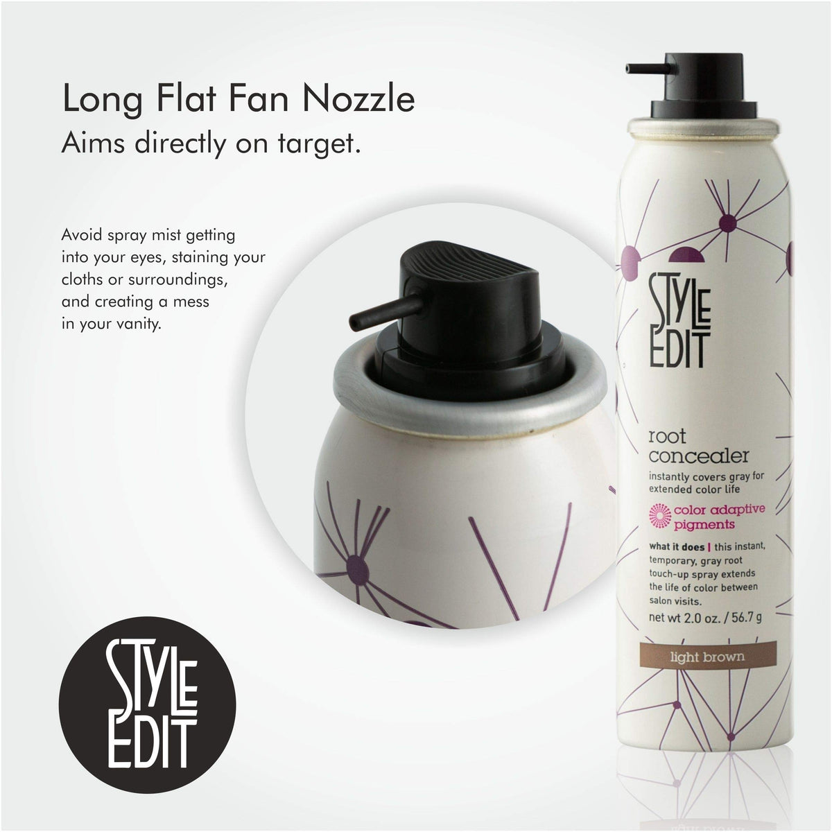 STYLE EDIT Root Touch Up Spray Light Brown 2 oz with nozzle