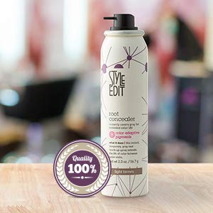 STYLE EDIT Root Touch Up Spray Light Brown in use on hair