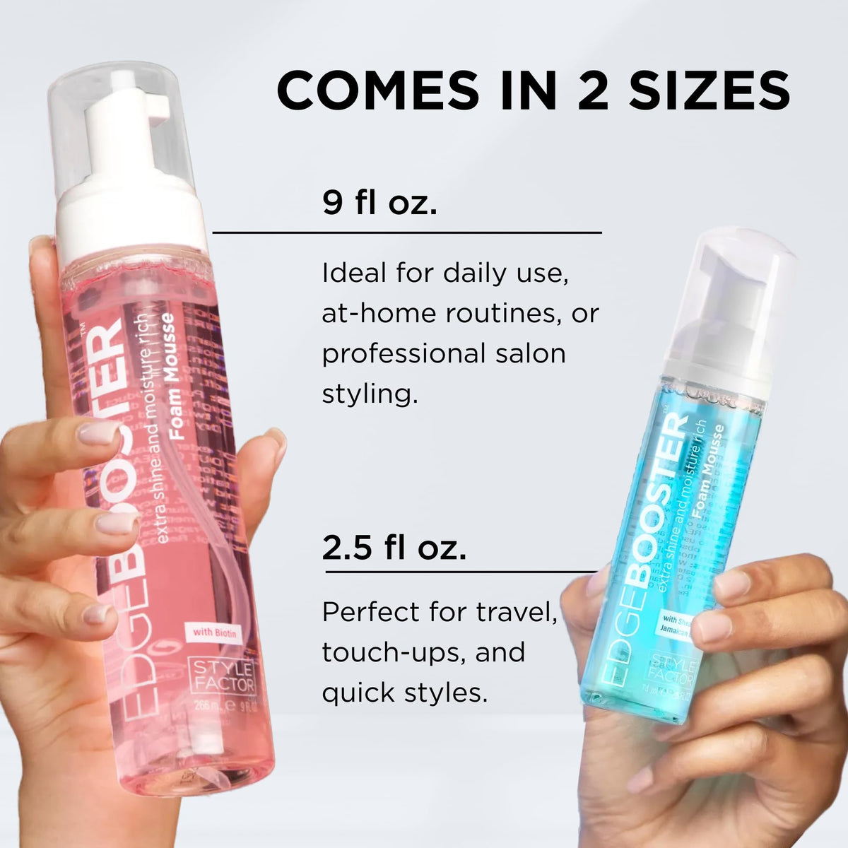 Style Factor EDGE support Foam Mousse 9 fl oz application process