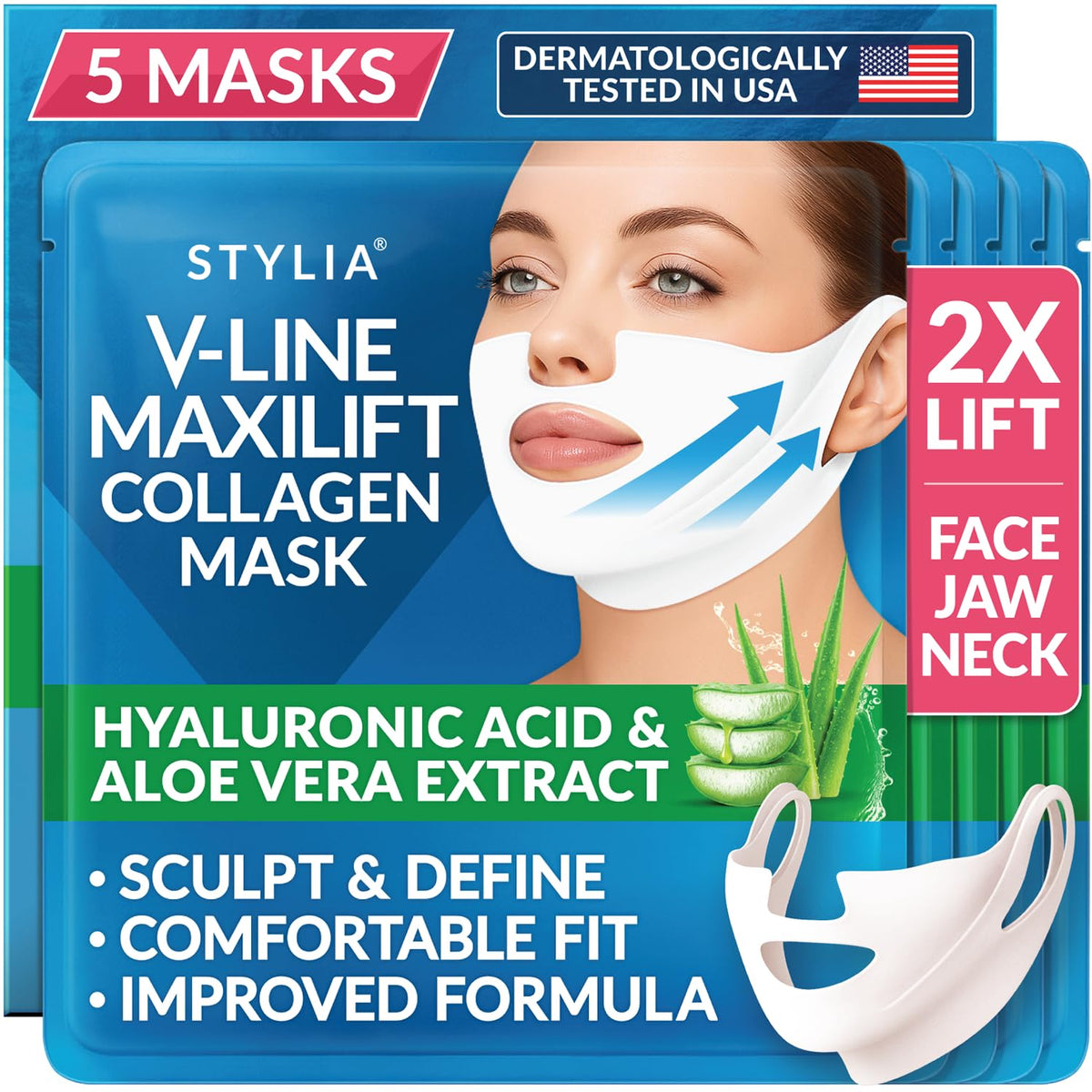 Stylia MaxiLift V-Line Lifting Mask front view with packaging