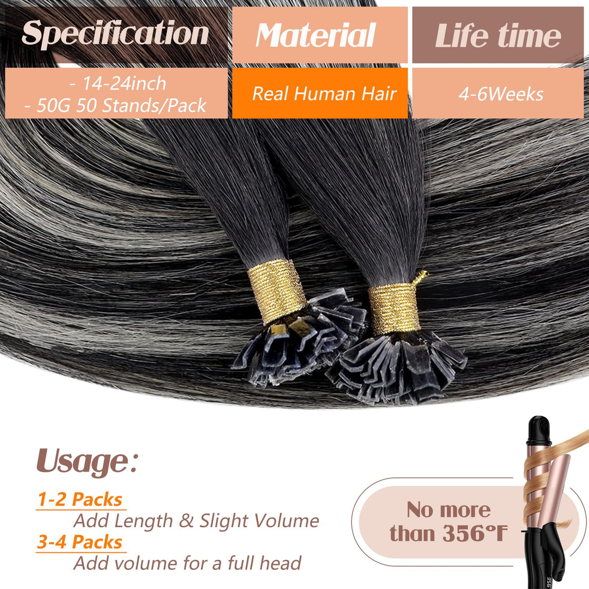 Styling options with Sunny Hair K Tip extensions curled