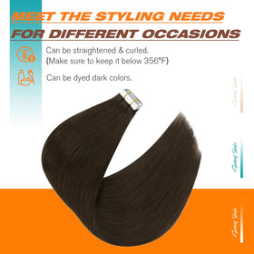 Styling Sunny Hair Tape in Human Hair Extensions with heat tools