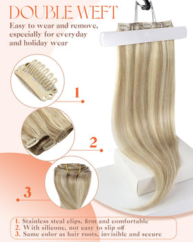 Styling tools next to Sunny Hair Clip-In Extensions