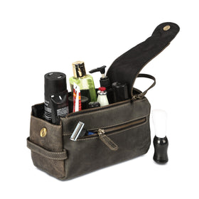 Stylish KomalC Toiletry Bag on a bathroom counter
