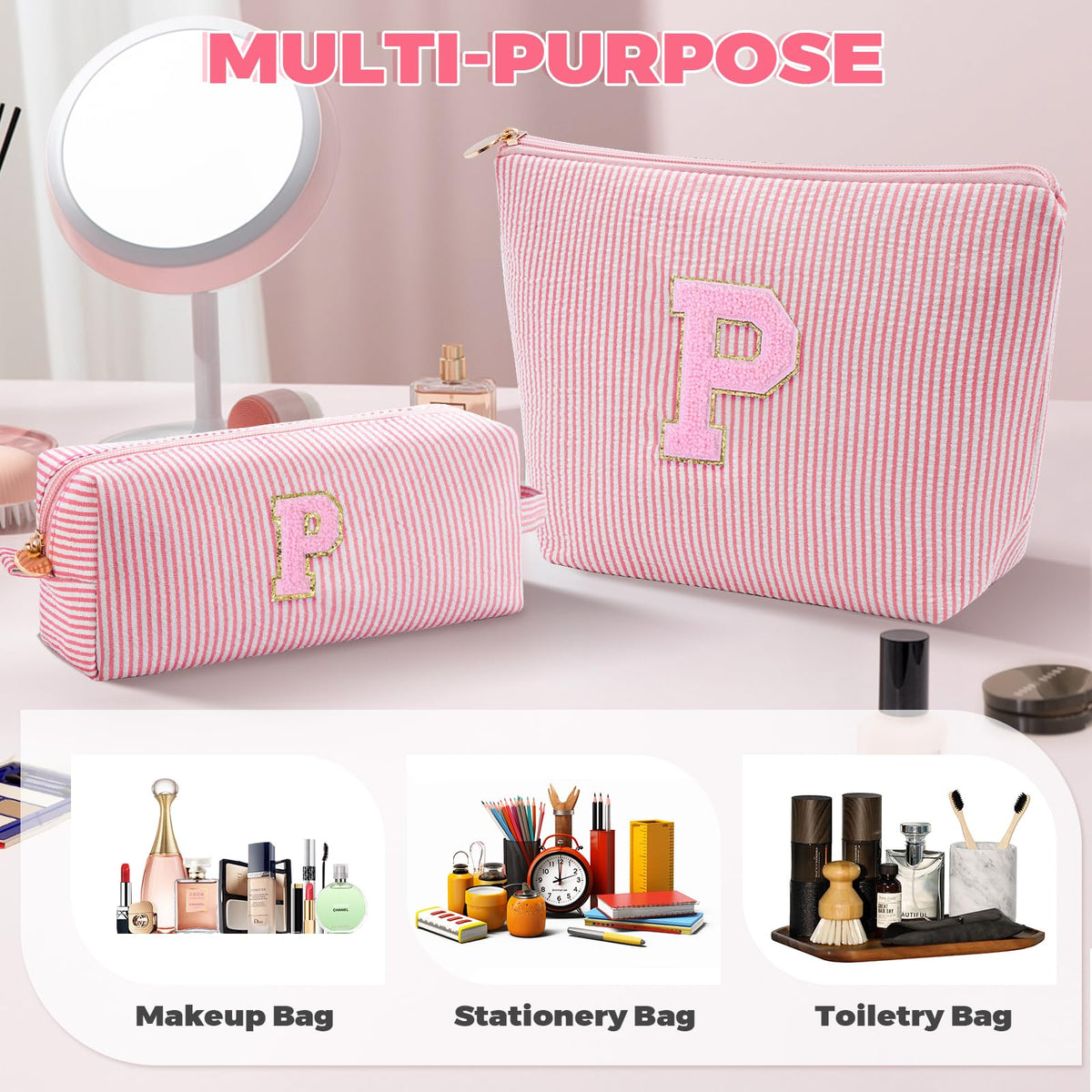 Stylish multi-layered line design of the Btffitting Makeup Bag