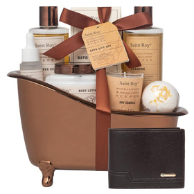 Stylish packaging of the Saint Roy Bath Gift Set for gifting