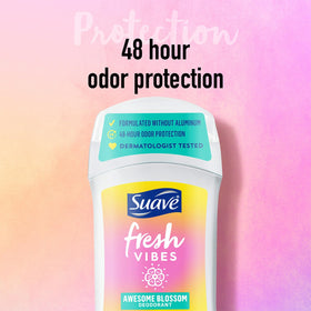 Suave Fresh Vibes Deodorant sticks with packaging