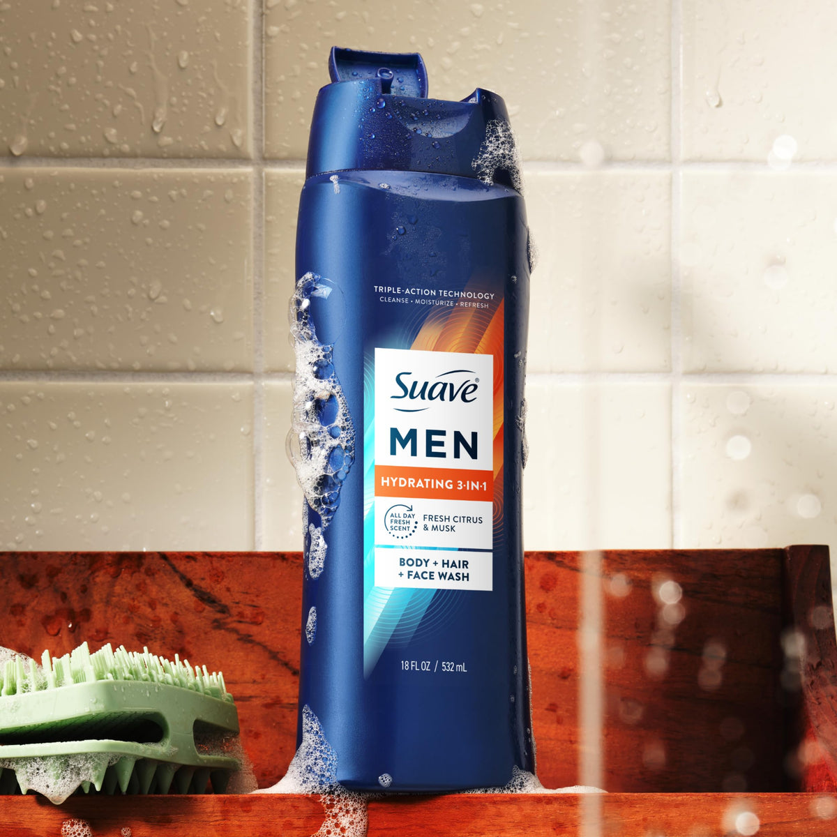 Suave Hydrating 3-in-1 Body + Hair + Face Wash, 18 FL OZ