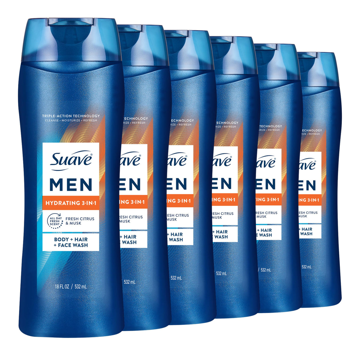 Suave Hydrating 3-in-1 Body, Hair & Face Wash front view, 18 FL OZ