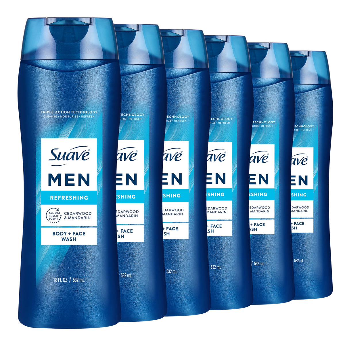 Suave Men Moisturizing Body & Face Wash 2-in-1 18 Oz front view