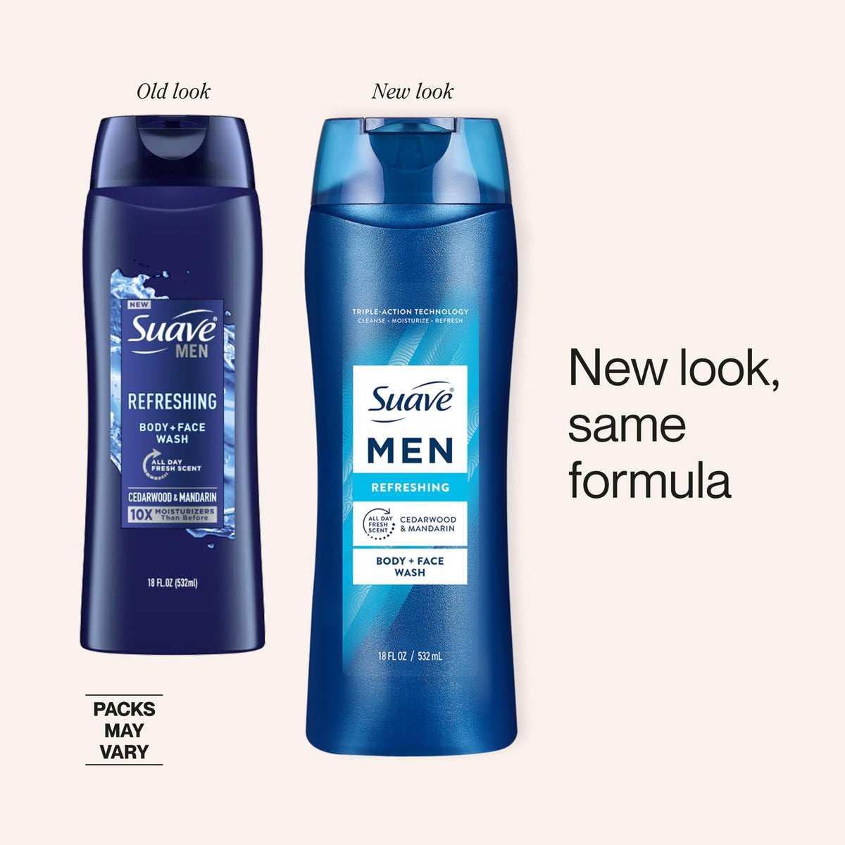 Suave Men Moisturizing Body & Face Wash 2-in-1 18 Oz packaging