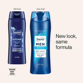 Suave Men Moisturizing Body & Face Wash 2-in-1 18 Oz packaging