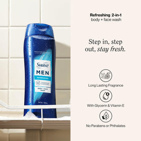 Suave Men Moisturizing Body & Face Wash 2-in-1 18 Oz side view