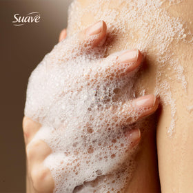 Suave Moisturizing Body Wash Cocoa Butter and Shea with bubbles