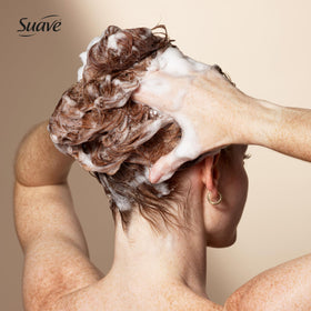 Suave Moroccan Infusion Shampoo in a bathroom setting