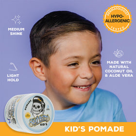 Suavecito Kid's Pomade 4 oz application on hair