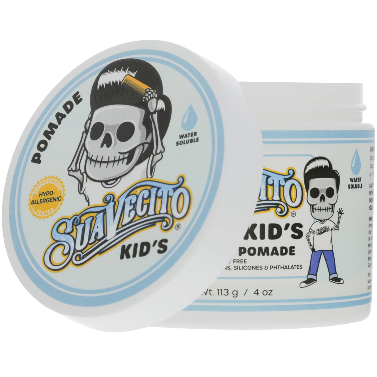 Suavecito Kid's Pomade 4 oz back view with ingredient list
