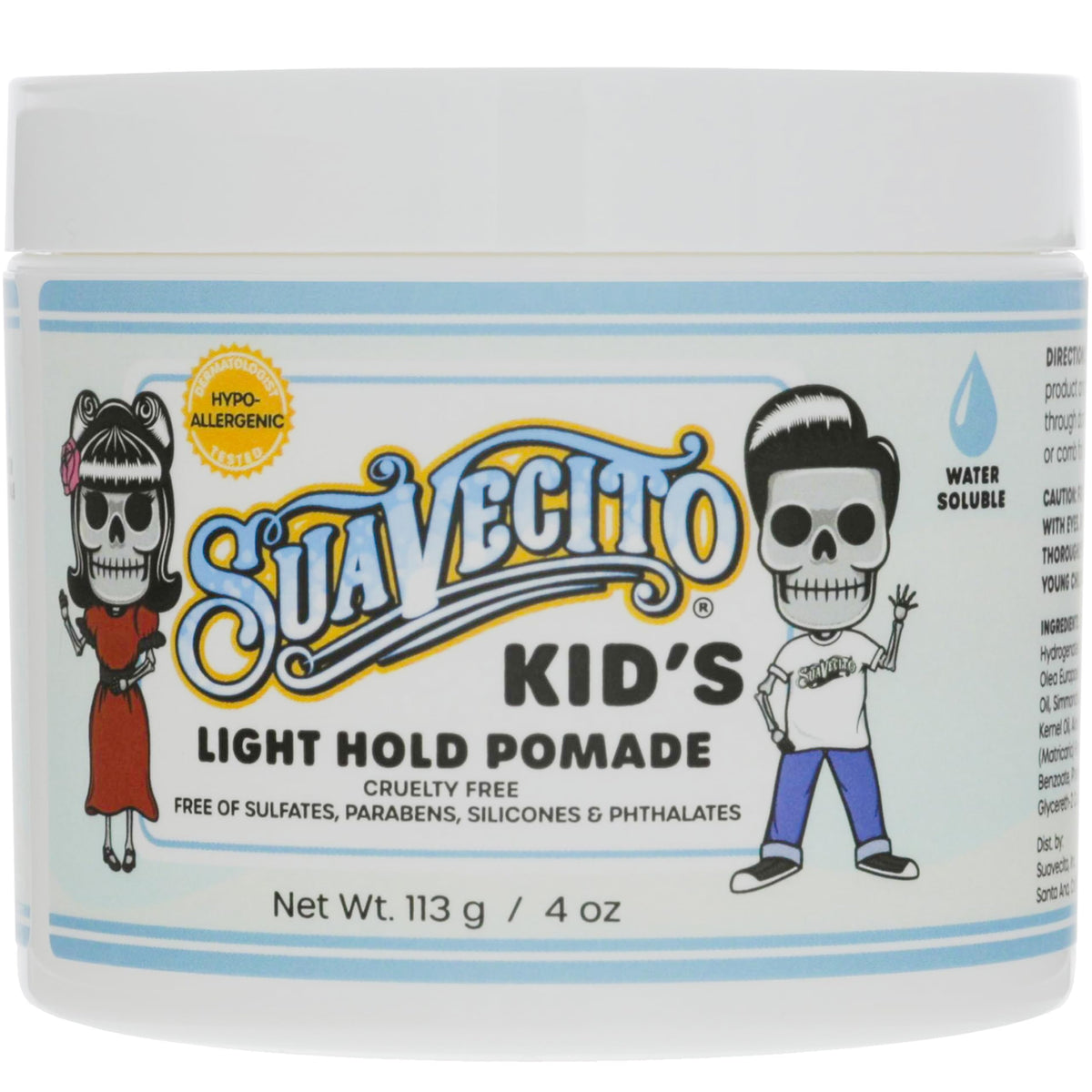 Suavecito Kid's Pomade 4 oz front view with calming chamomile scent
