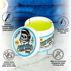 Suavecito Kid's Pomade 4 oz packaging with details