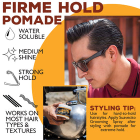 Suavecito Pomade Firme 5 oz with hair styling tools